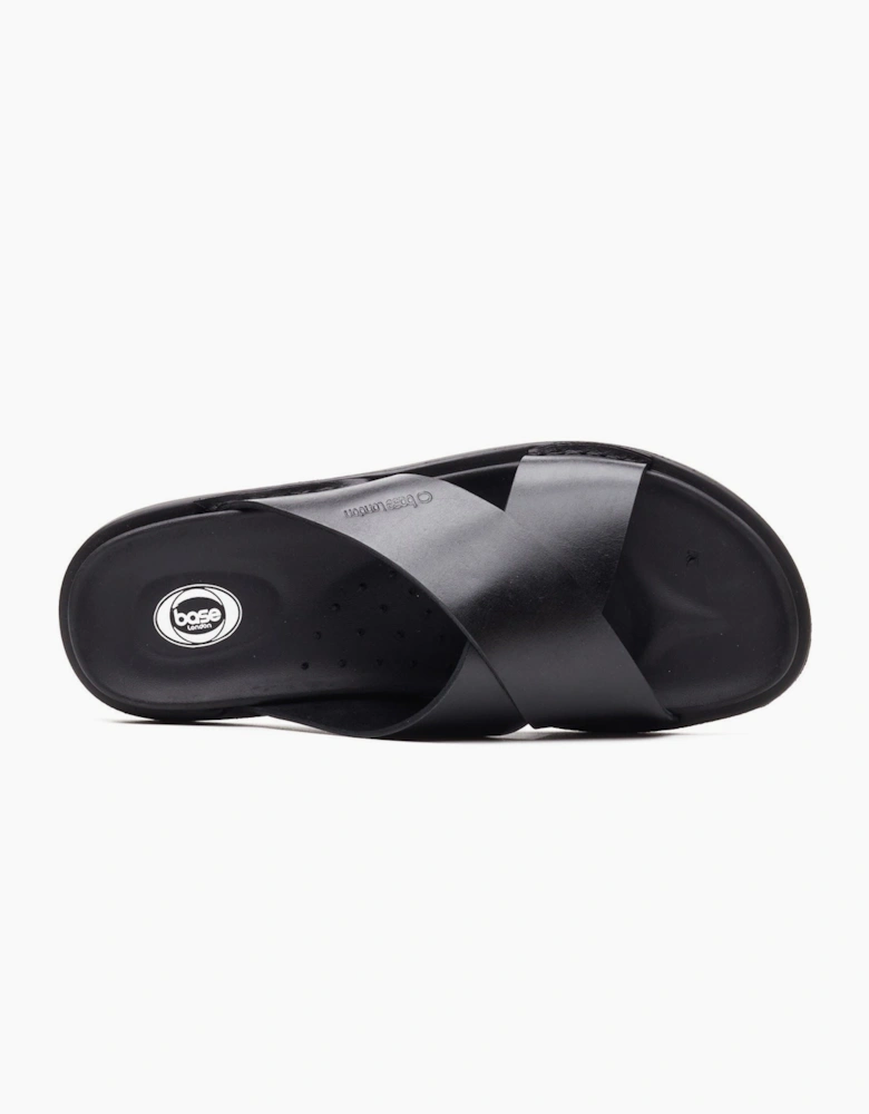 Base London Drift Leather Men's Black Sandals