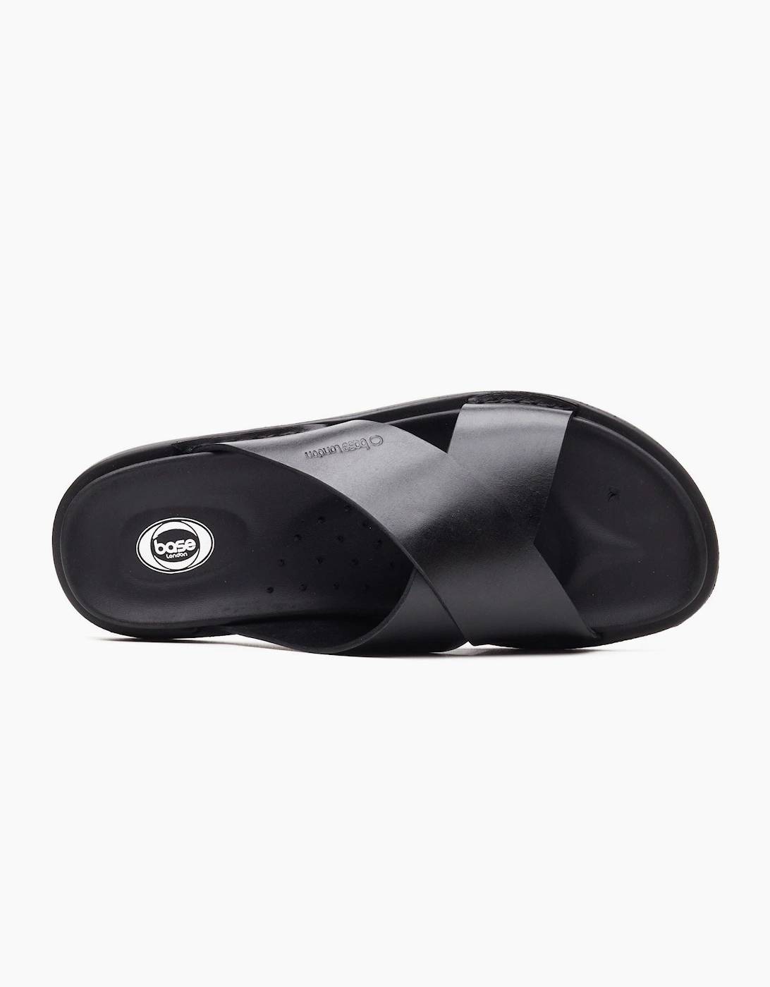 Base London Drift Leather Men's Black Sandals