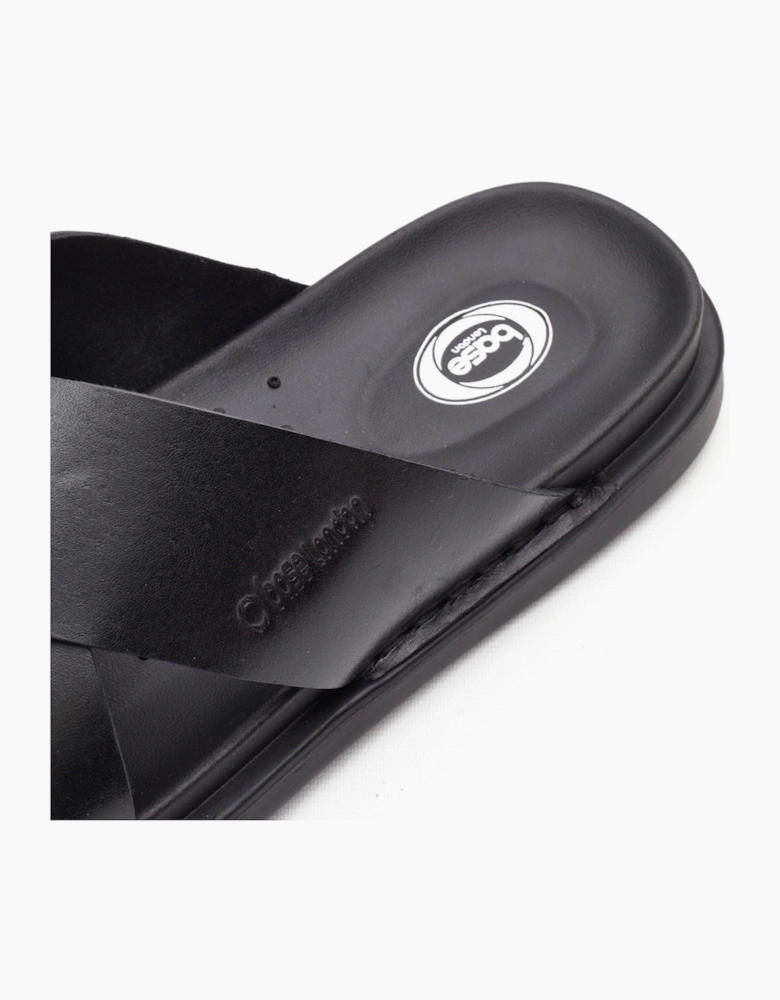 Base London Drift Leather Men's Black Sandals