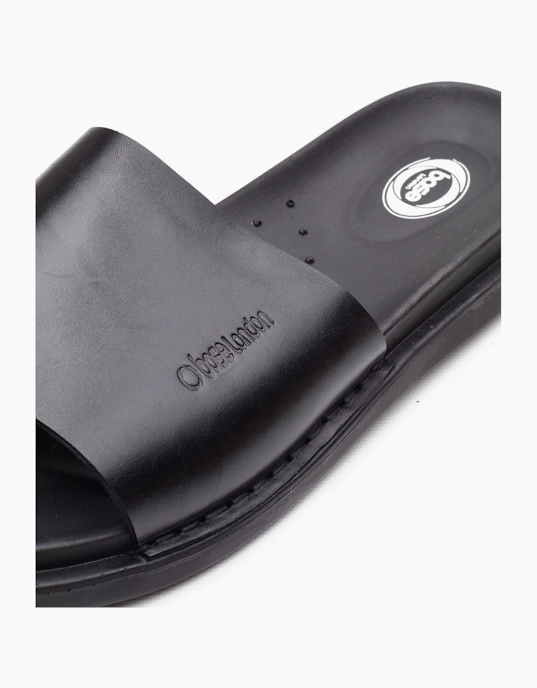 Base London Albany Leather Men's Black Slides