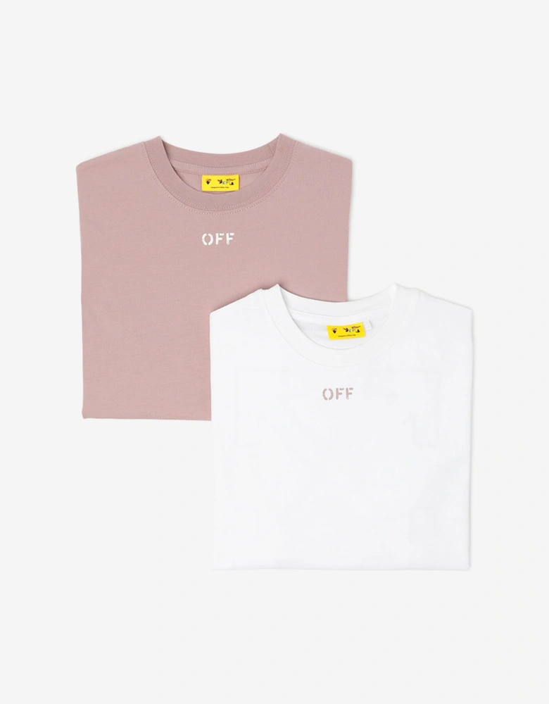 Off-White Girls Off Stamp 2 Pack T-Shirt Set in Pink