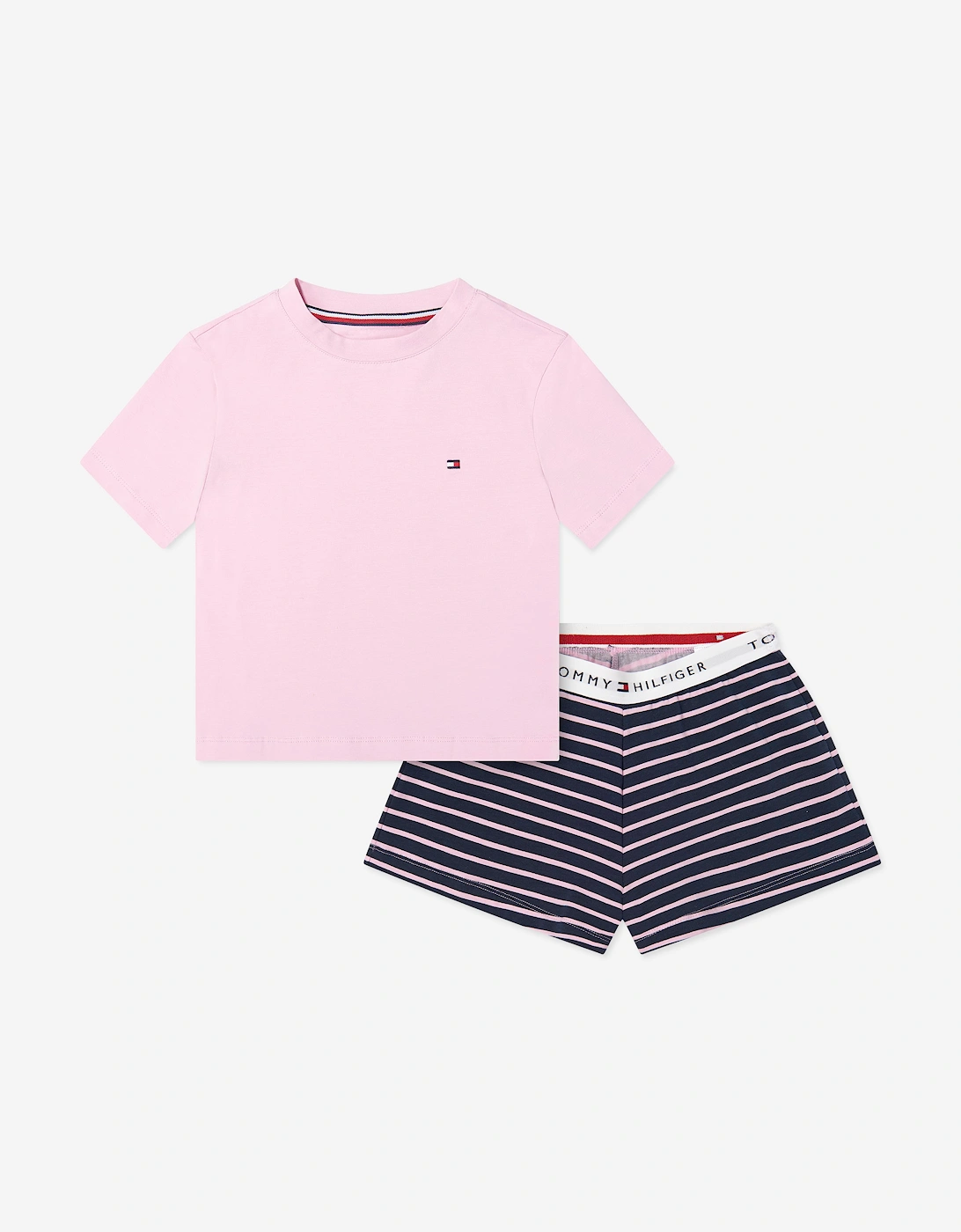Tommy Hilfiger Girls Pink 'S Short Pyjama Set In  6 Years/7 Years Size 6 Kids