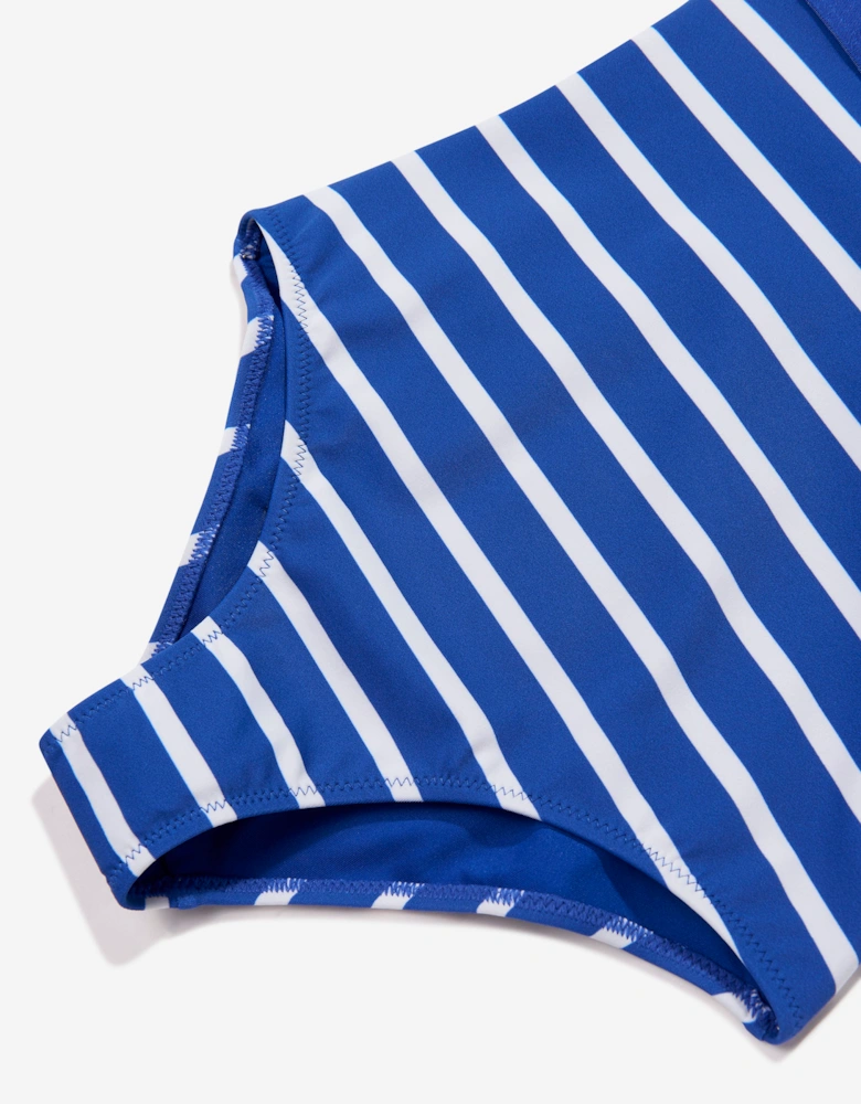Tommy Hilfiger Girls Square Neck Striped Swimsuit in Blue
