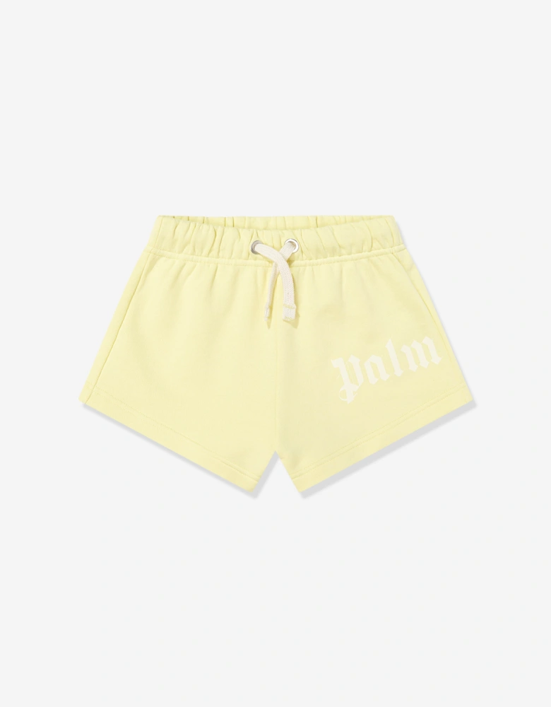 Palm Angels Girls Overlogo Sweat Shorts in Yellow