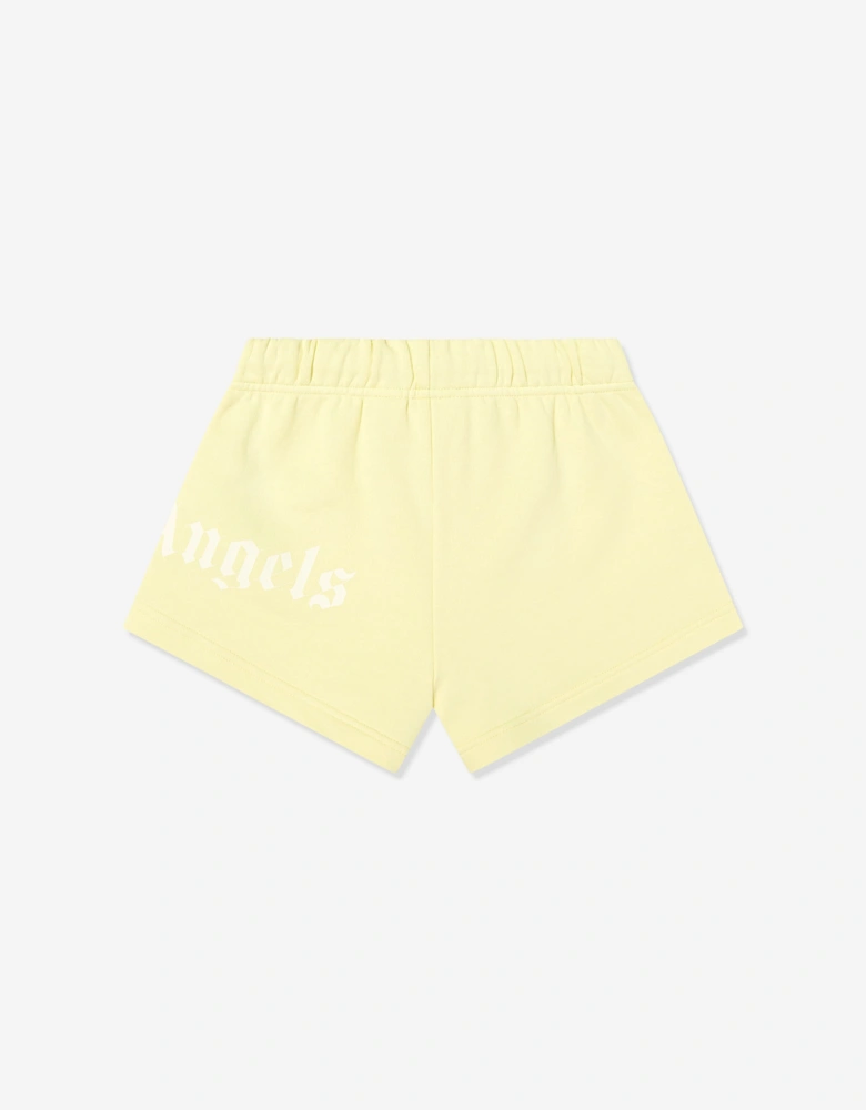 Palm Angels Girls Overlogo Sweat Shorts in Yellow