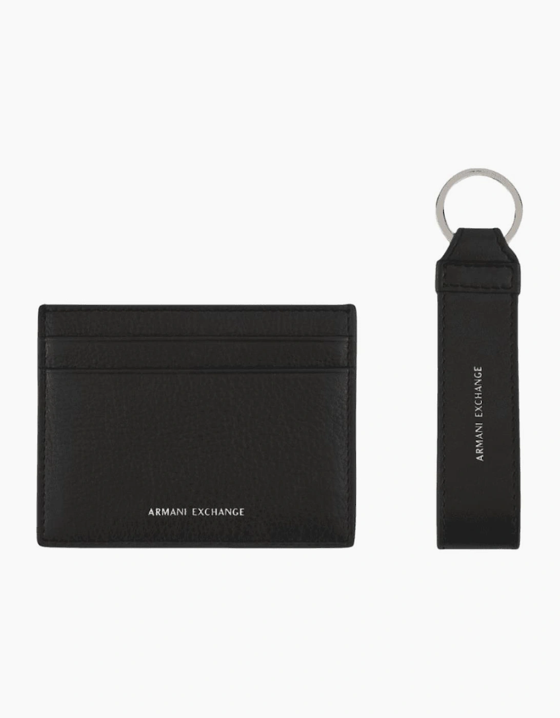 Armani Exchange Men's Black/Black Embossed Logo Cardholder Gift Set - Size One Size