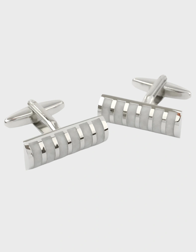 Sophos Cylinder 3 Stripe Cufflinks - Mother of Pearl