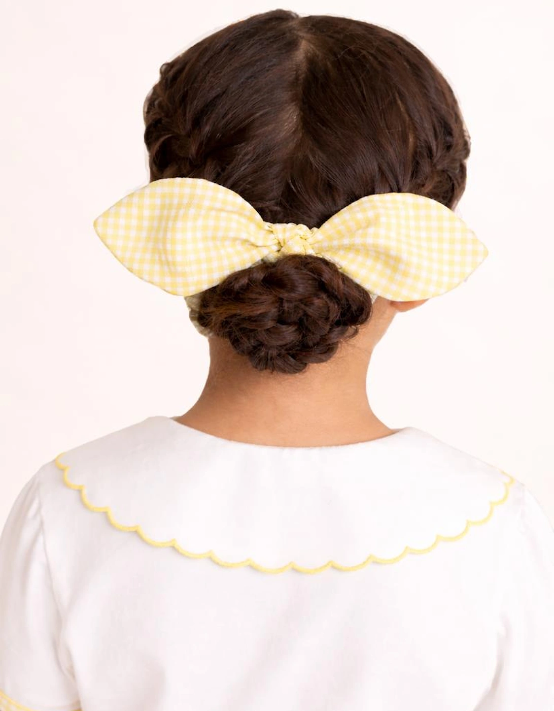 Girls Yellow Gingham Hairband and Scrunchie Set