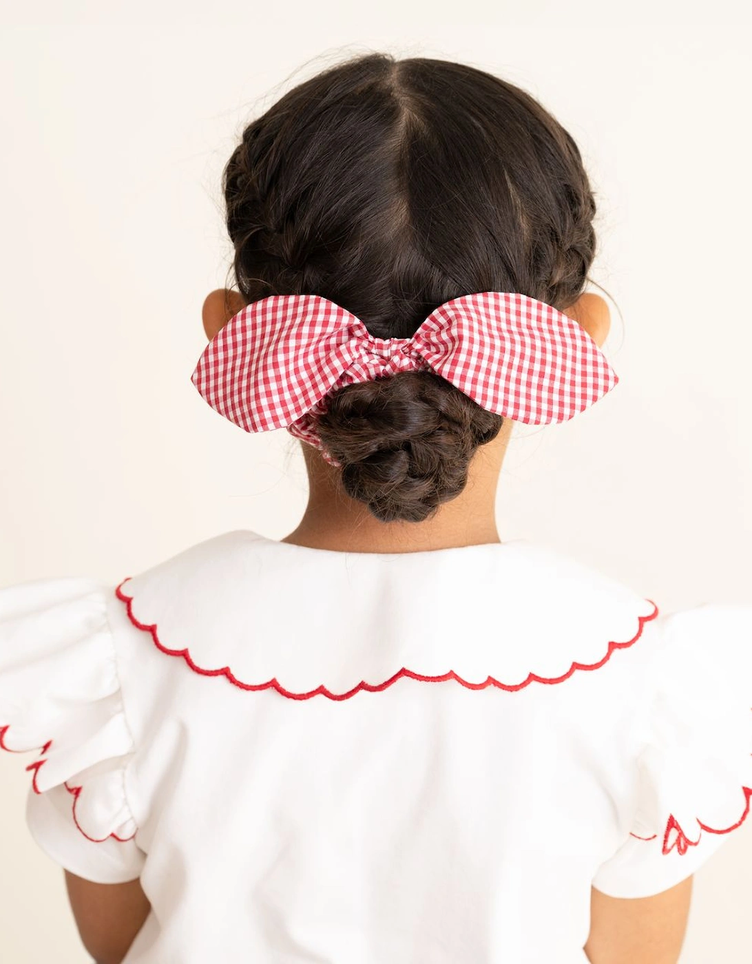 Girls Red Gingham Hairband and Scrunchie Set