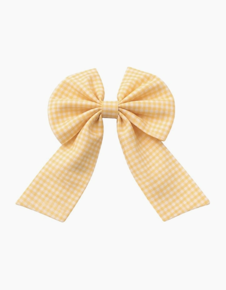 Girls Yellow Gingham Hair Bow Clip