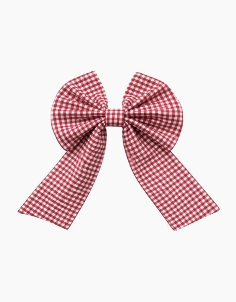 Girls Red Gingham Hair Bow Clip