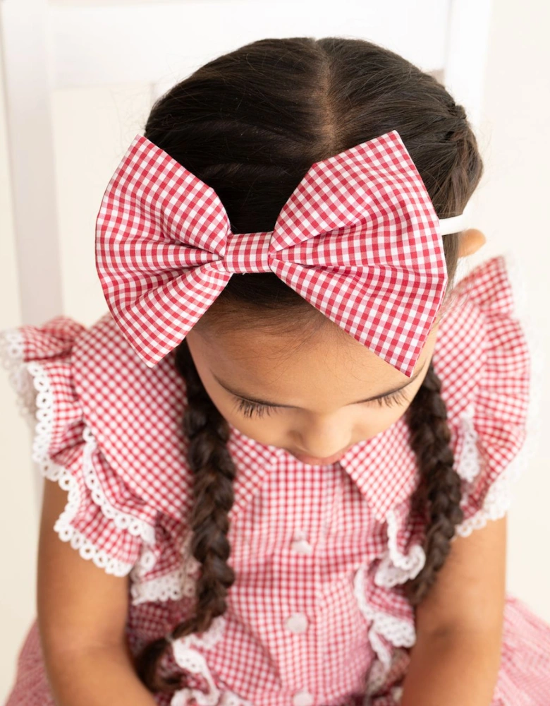 Girls Red Gingham Hairband and Scrunchie Set