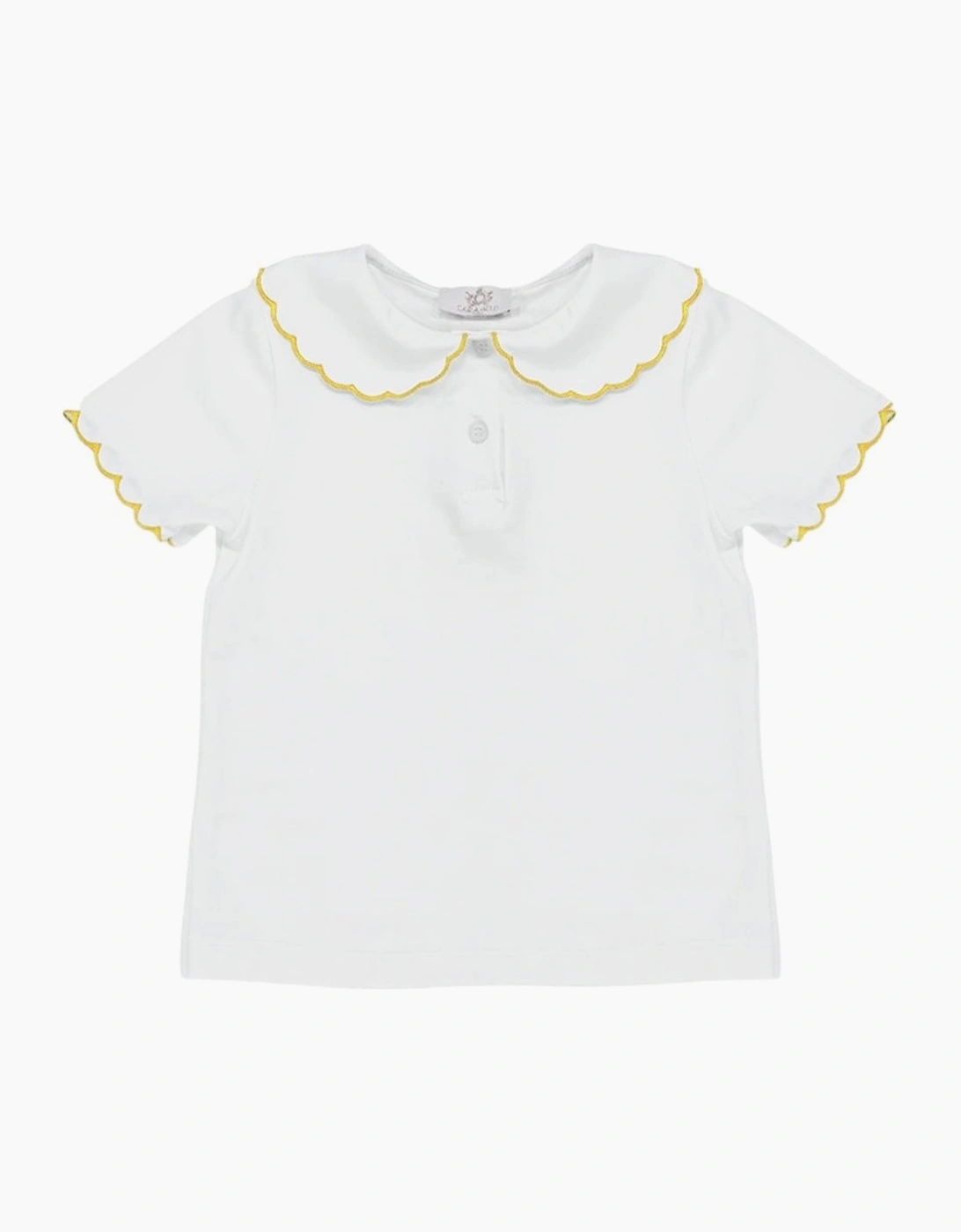 Girls White Jersey Yellow Trimmed Top