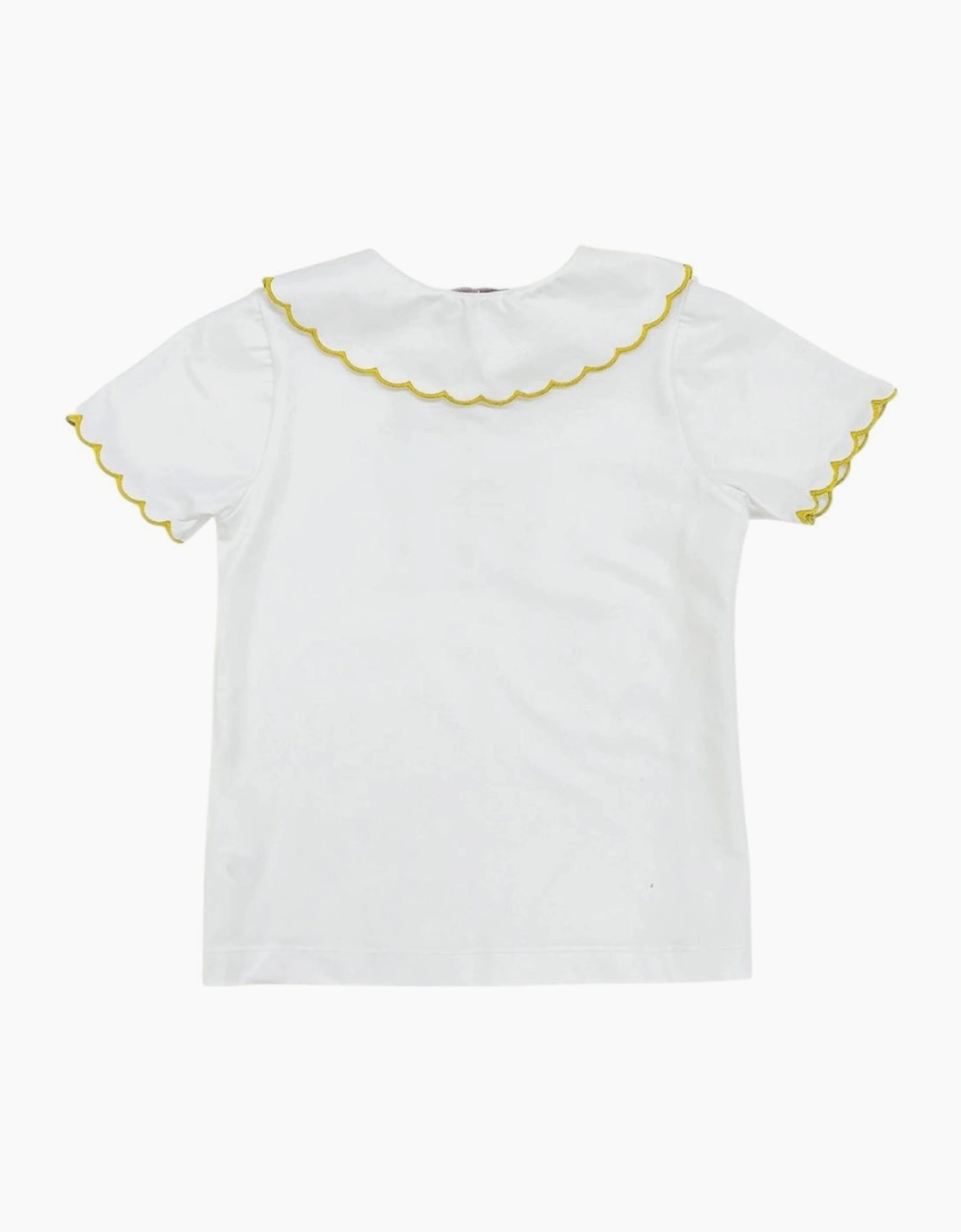 Girls White Jersey Yellow Trimmed Top