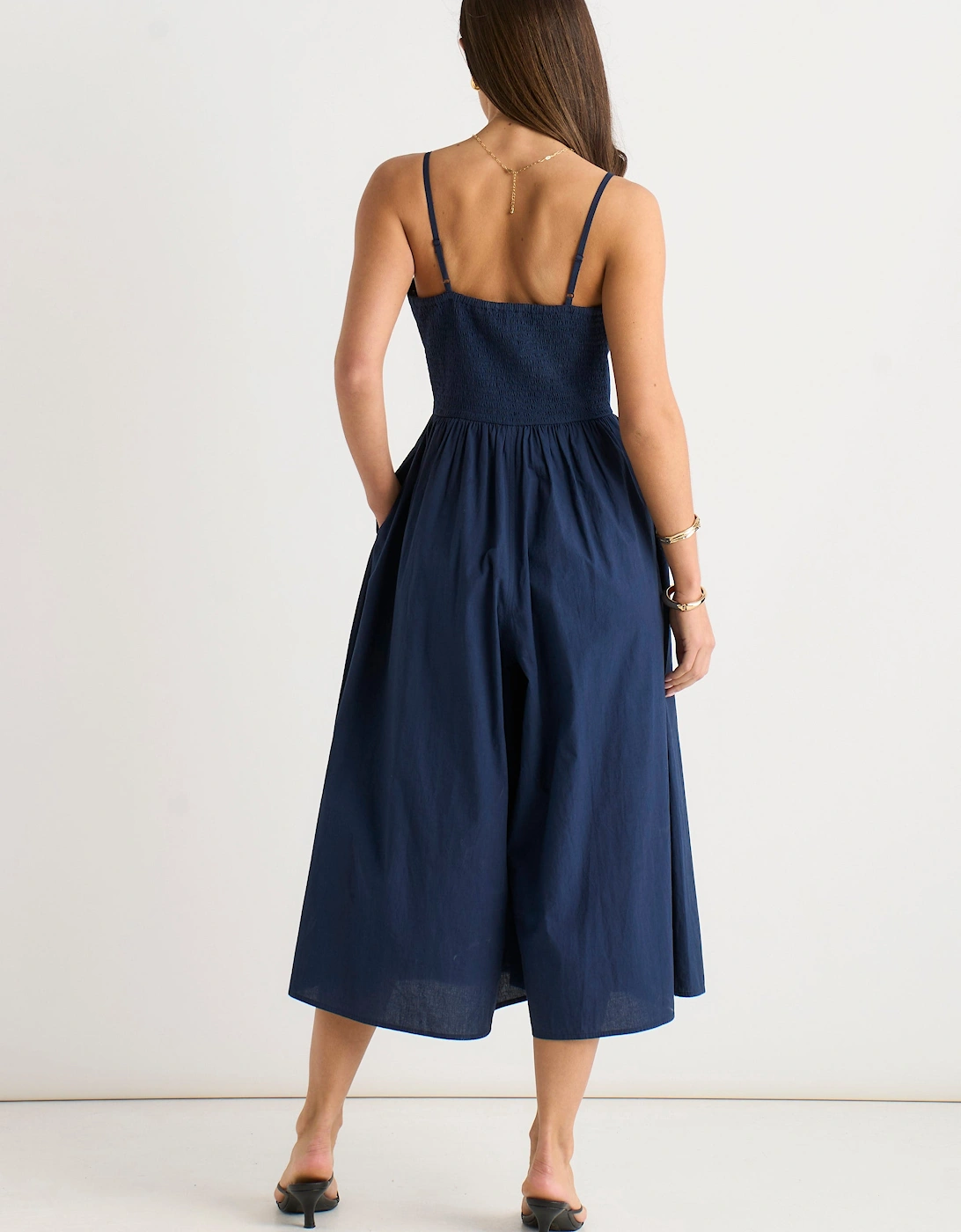 Navy Wide Leg Strappy Jumpsuit