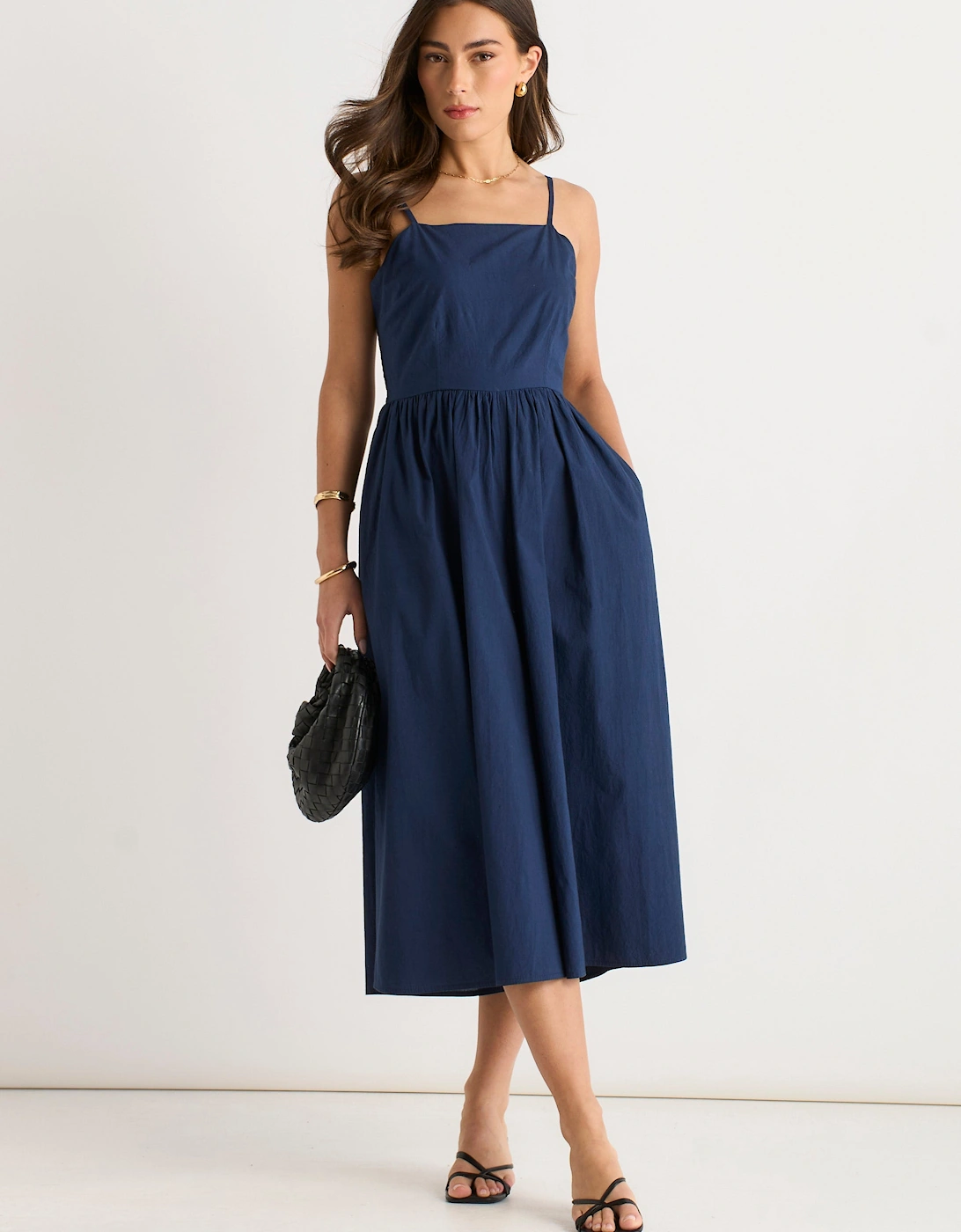 Gini London Women's Navy Wide Leg Strappy Jumpsuit - Size 14