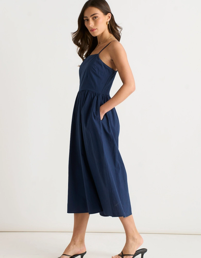 Navy Wide Leg Strappy Jumpsuit