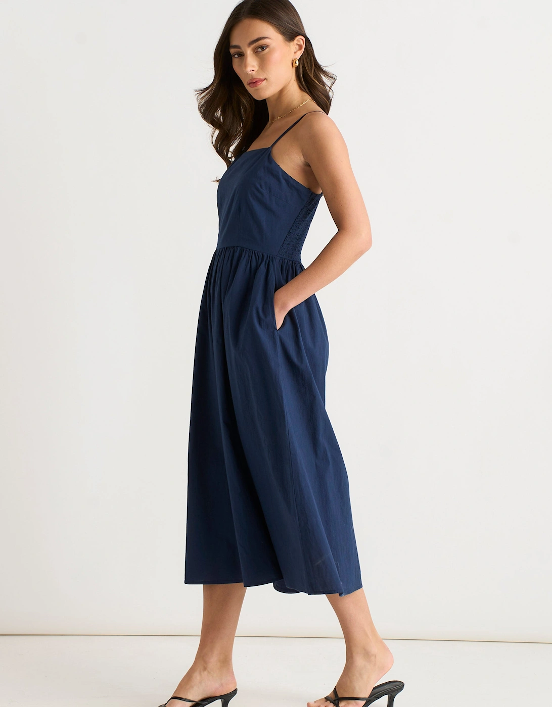 Navy Wide Leg Strappy Jumpsuit