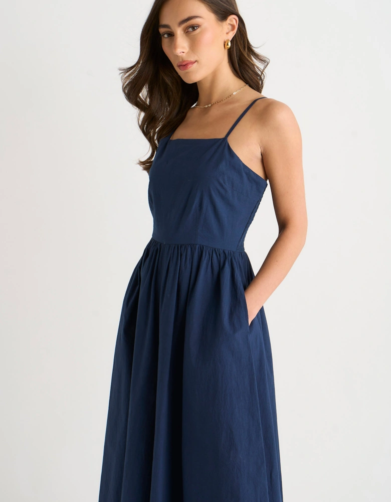 Navy Wide Leg Strappy Jumpsuit