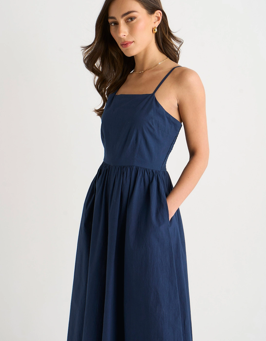 Navy Wide Leg Strappy Jumpsuit
