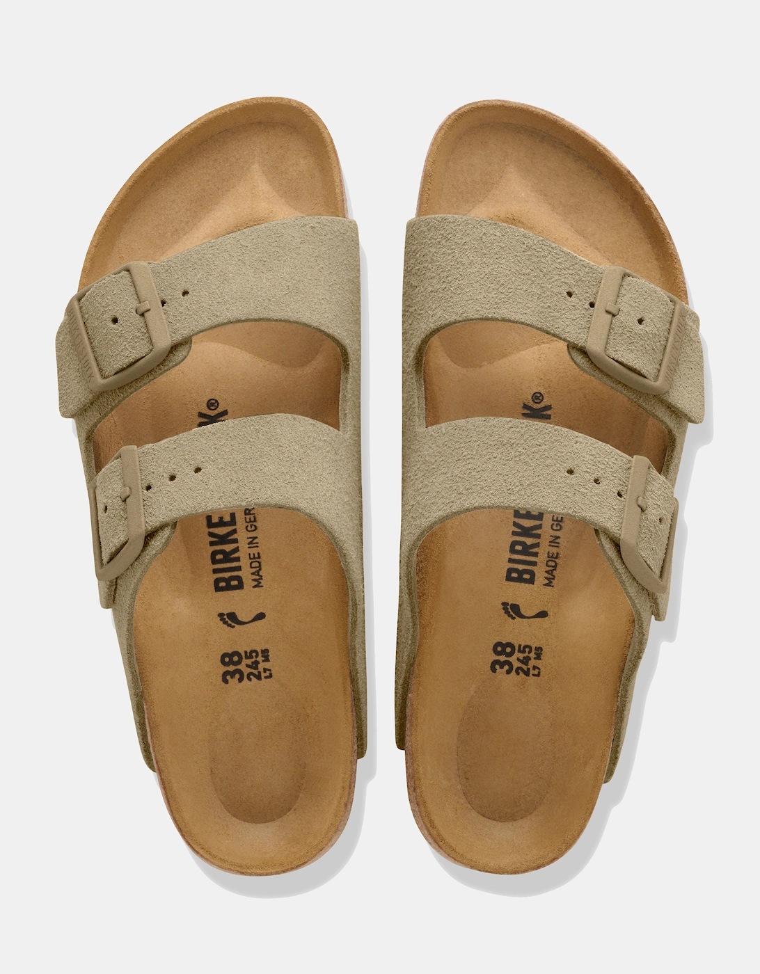 Birkenstock Arizona Suede Leather Womens Sandals - Faded Khaki