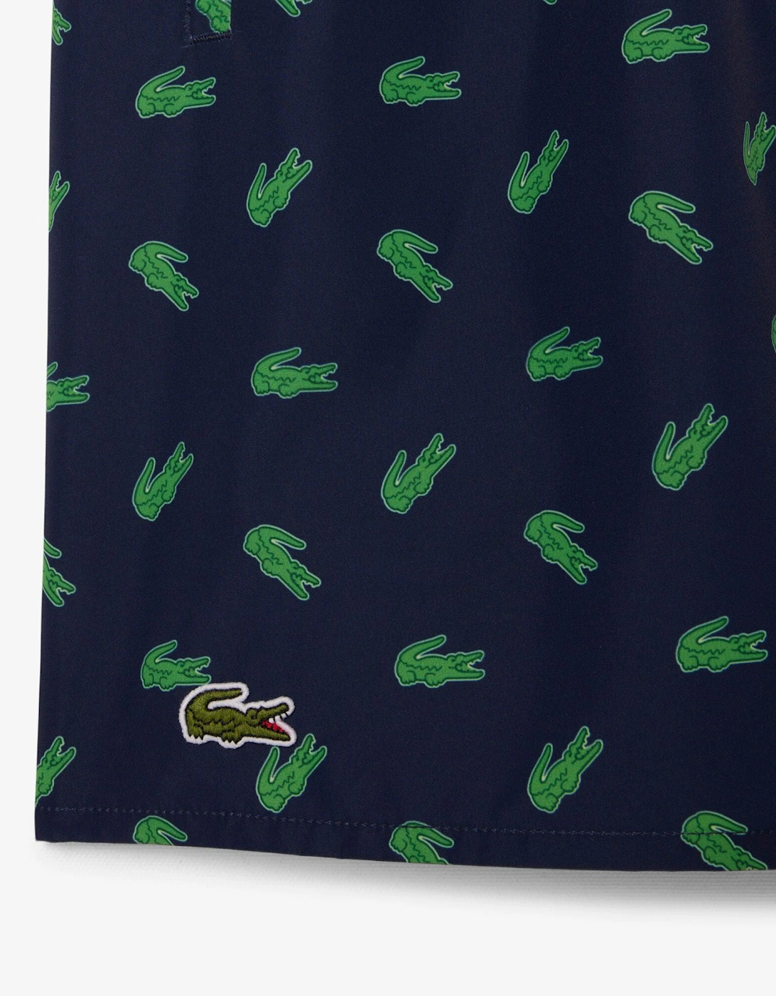 Lacoste Mid Length Crocodile Print Mens Swim Trunks - Navy Blue 166