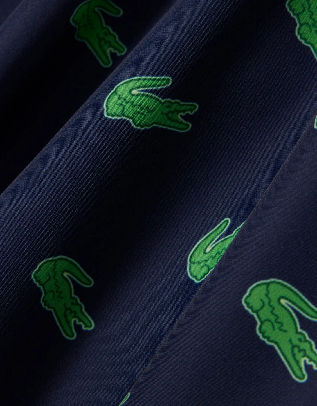 Lacoste Mid Length Crocodile Print Mens Swim Trunks - Navy Blue 166