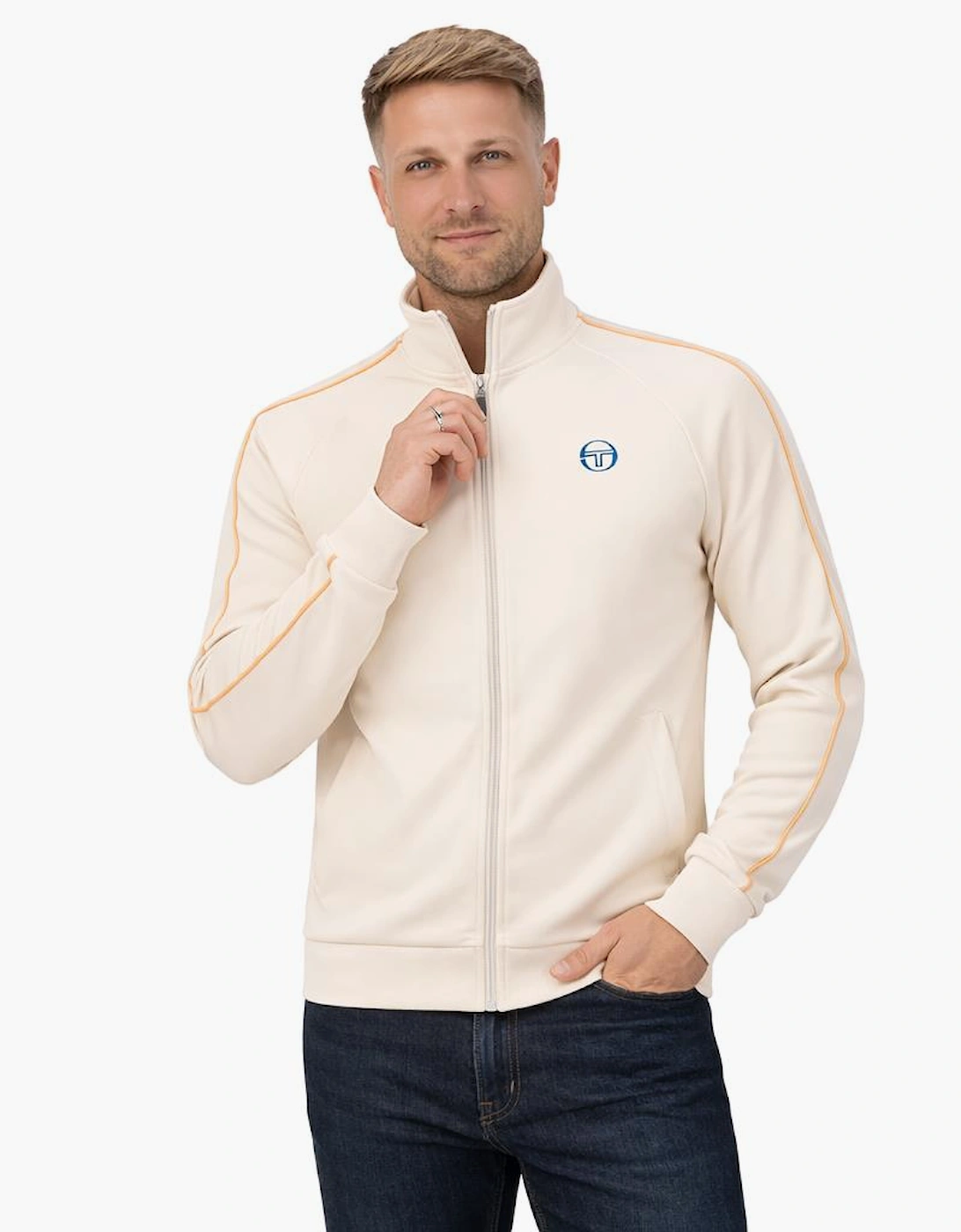 Sergio Tacchini Tasso Velour Track Top Jacket Sandshell/Orange Pepper