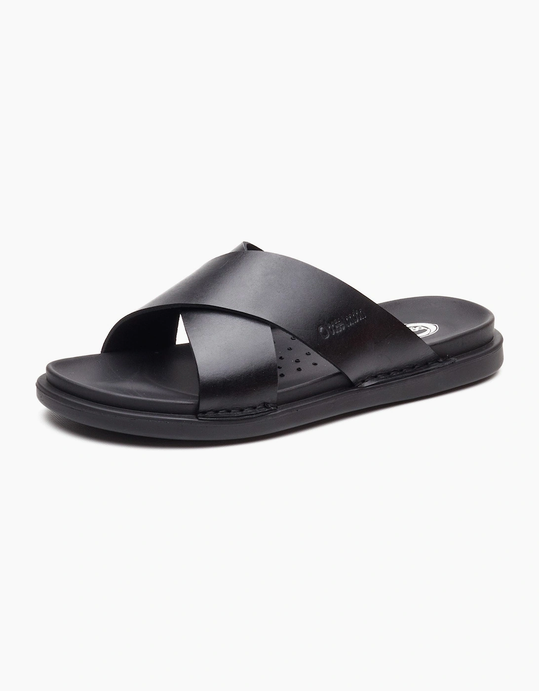 Base London DRIFT Mens Cross Strap Sandals Black