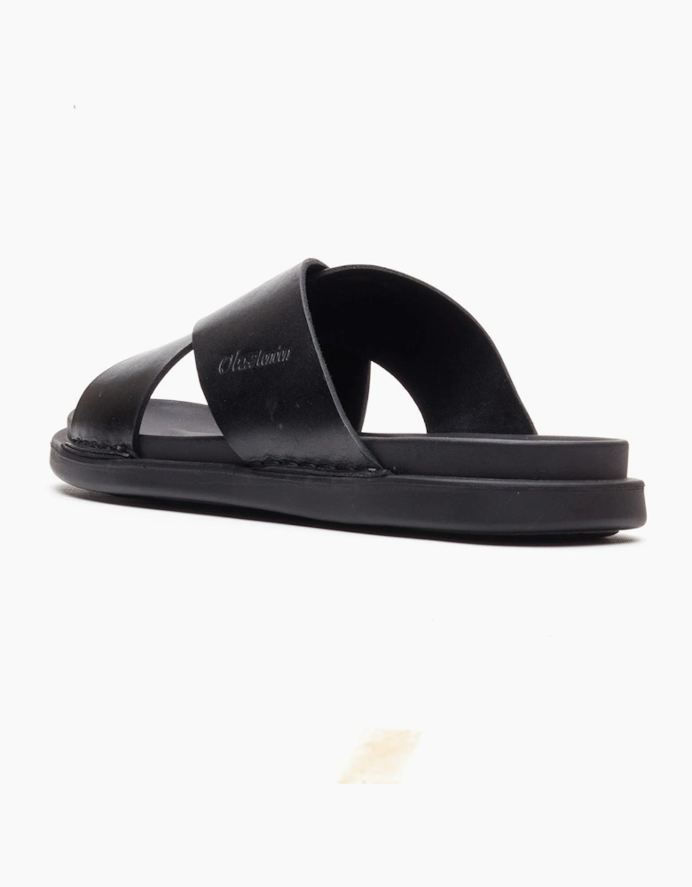 Base London DRIFT Mens Cross Strap Sandals Black