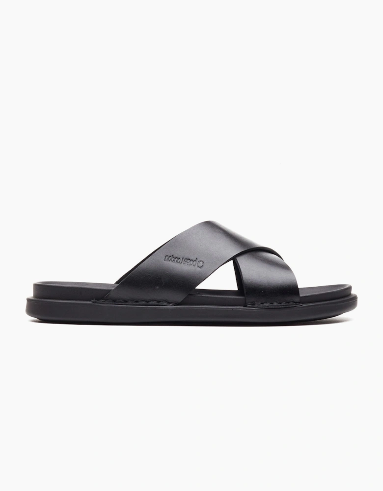 Base London DRIFT Mens Cross Strap Sandals Black