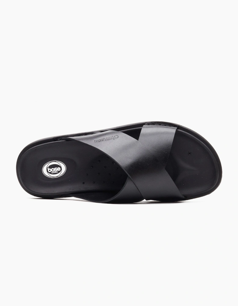 Base London DRIFT Mens Cross Strap Sandals Black