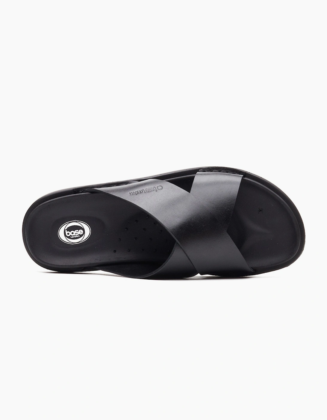 Base London DRIFT Mens Cross Strap Sandals Black