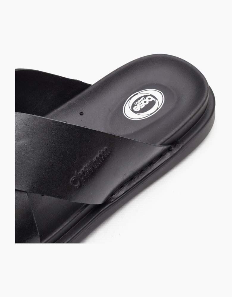 Base London DRIFT Mens Cross Strap Sandals Black