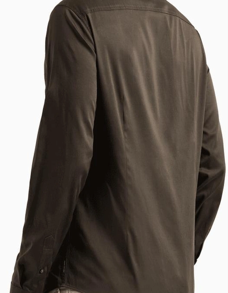 Rubber Logo Button Up Khaki Shirt