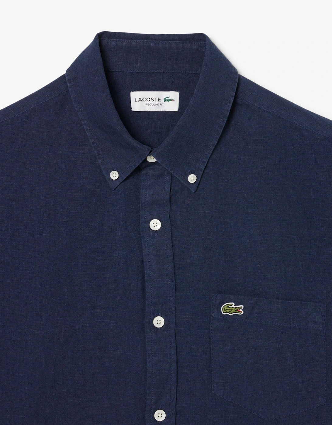 Lacoste Regular Fit Long Sleeve Mens Linen Shirt - Navy Blue 166
