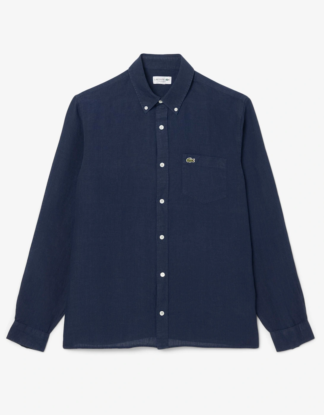 Lacoste Regular Fit Long Sleeve Mens Linen Shirt - Navy Blue 166