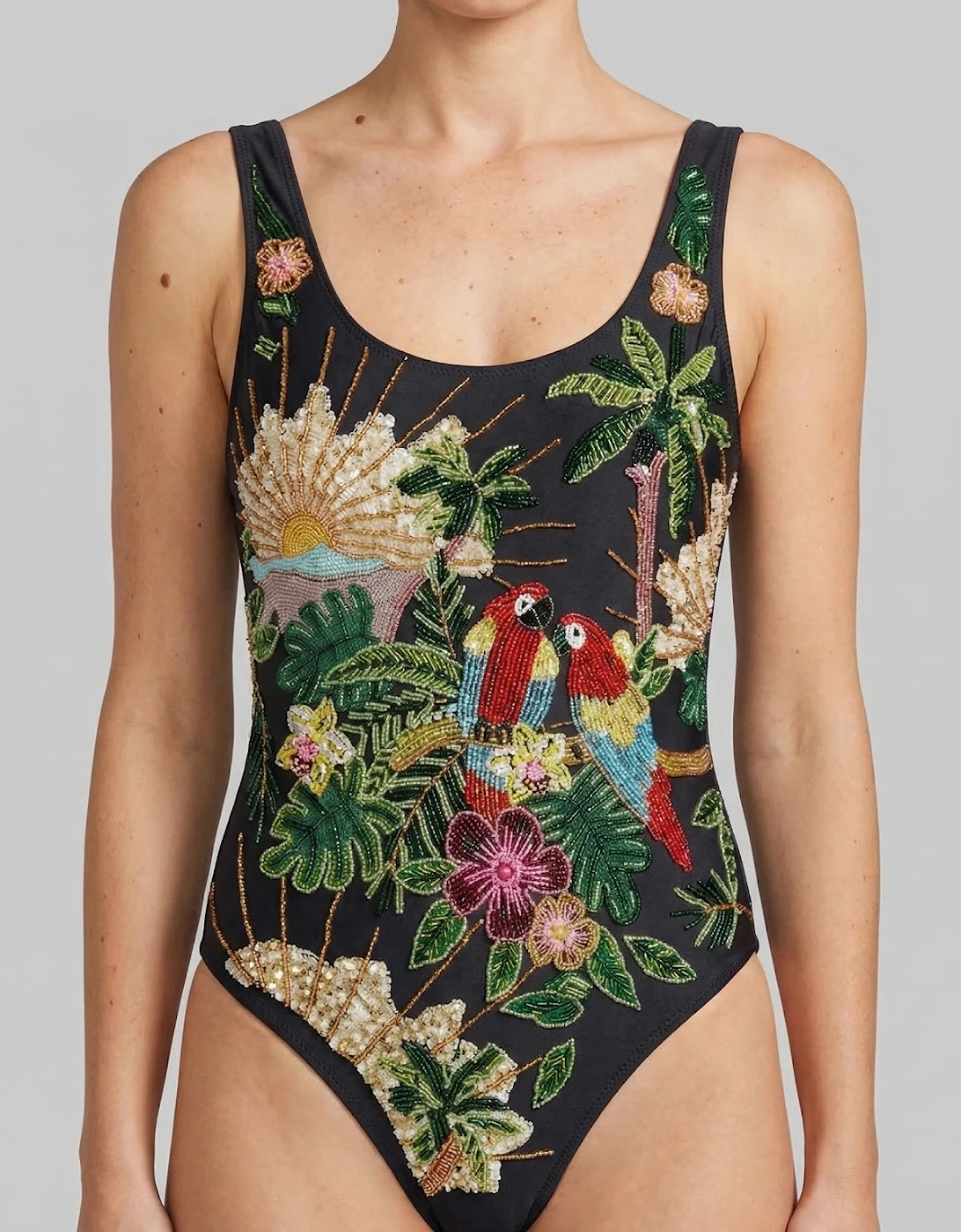 Pandora Luxe Hand Beaded Black Swimsuit in Stock