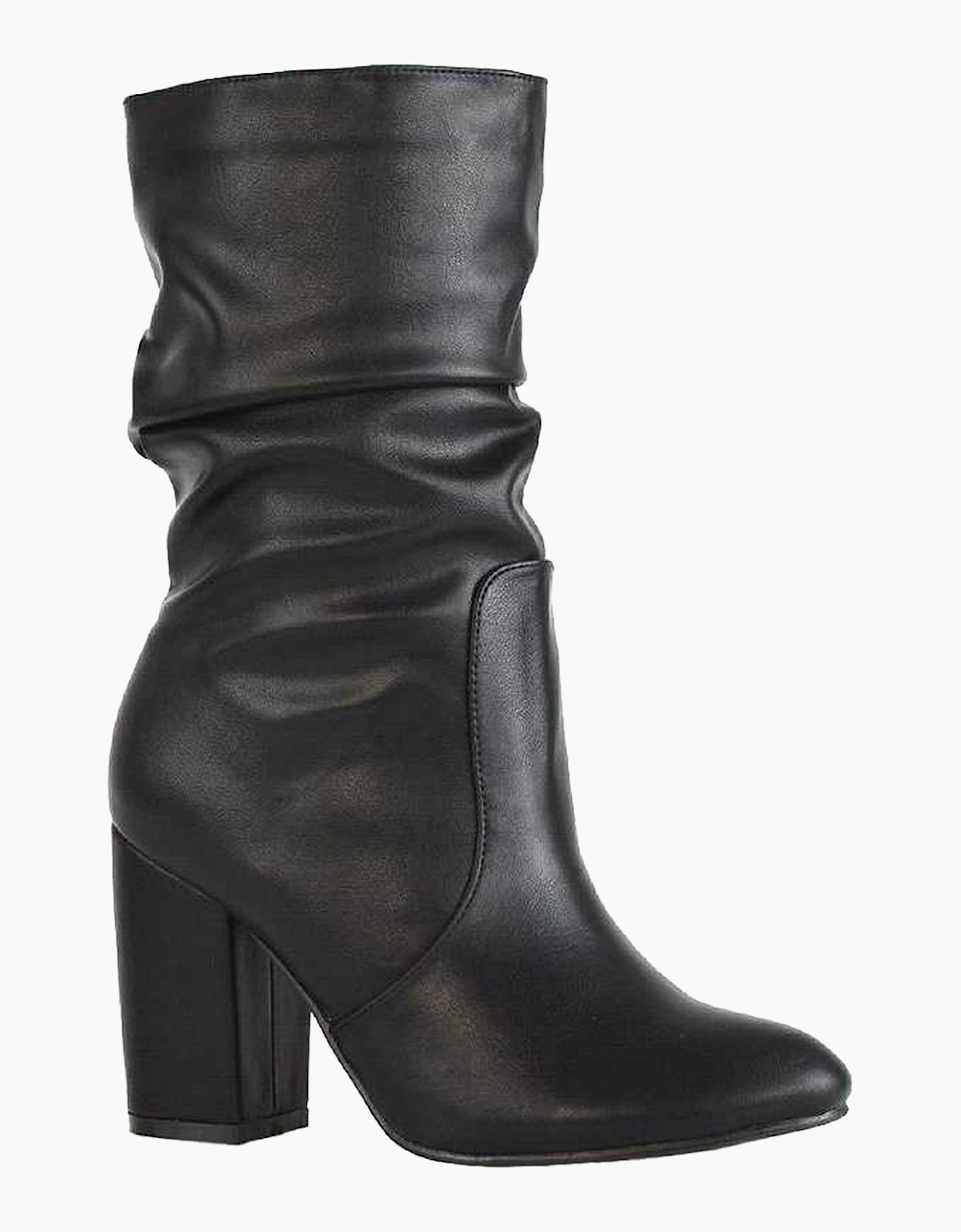 Xy London Women's Black / Belle Ruched Mid Calf Boots - Size: 4