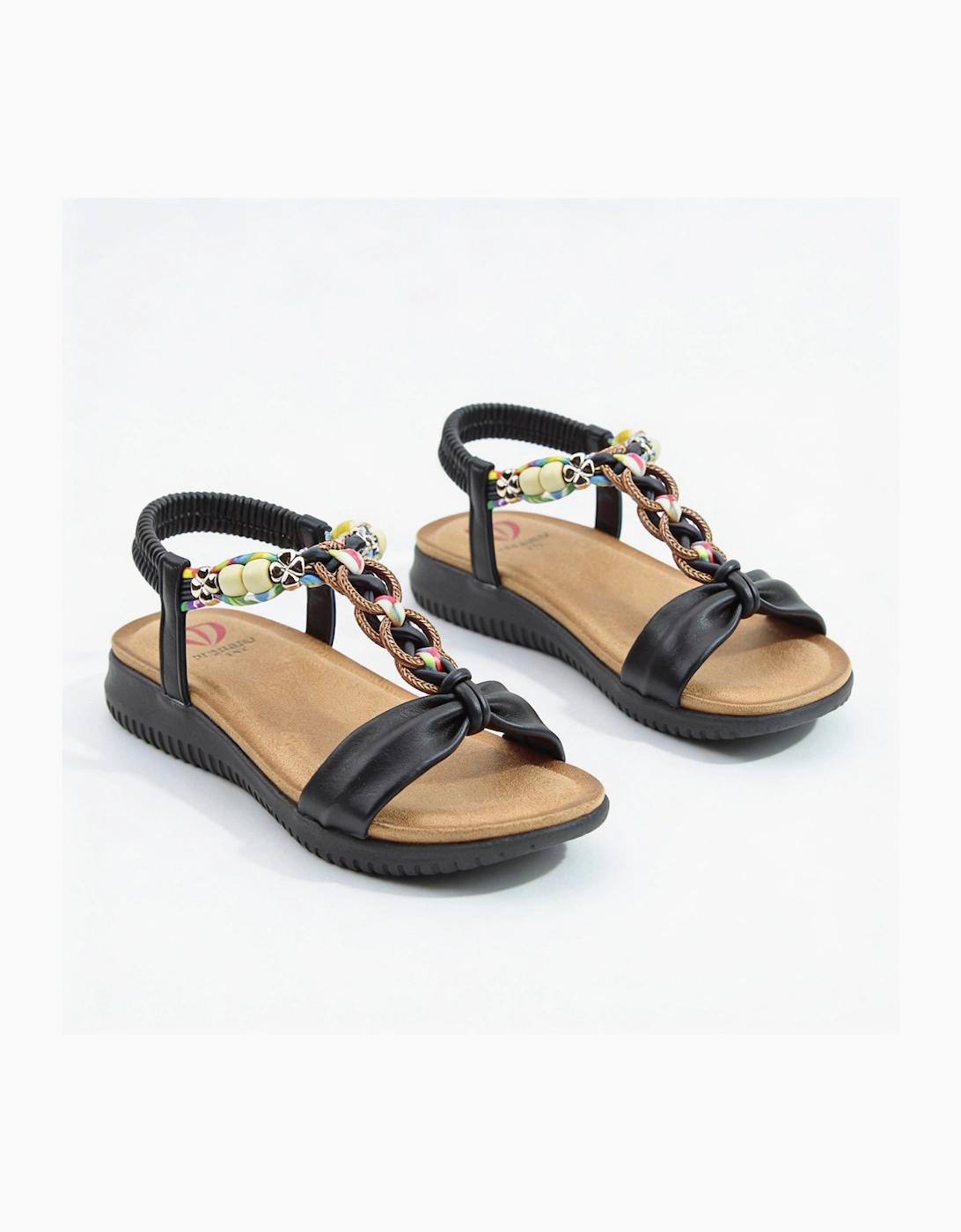 Heavenly Feet BRIGHT Womens Slingback Sandals Black