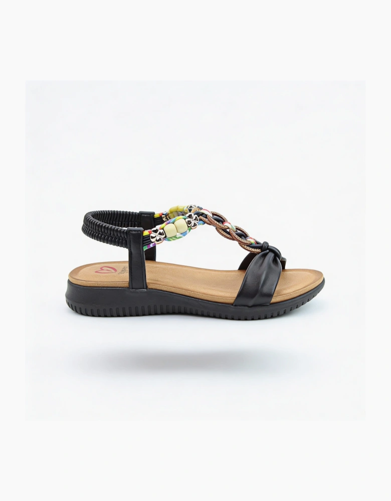 Heavenly Feet BRIGHT Womens Slingback Sandals Black
