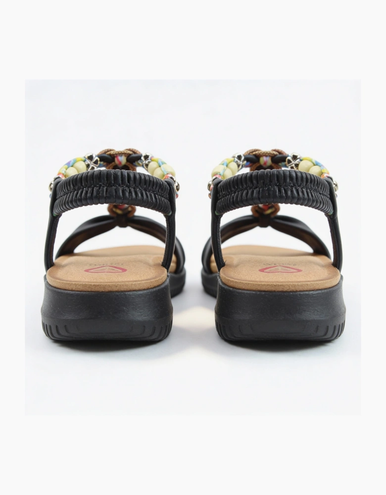 Heavenly Feet BRIGHT Womens Slingback Sandals Black