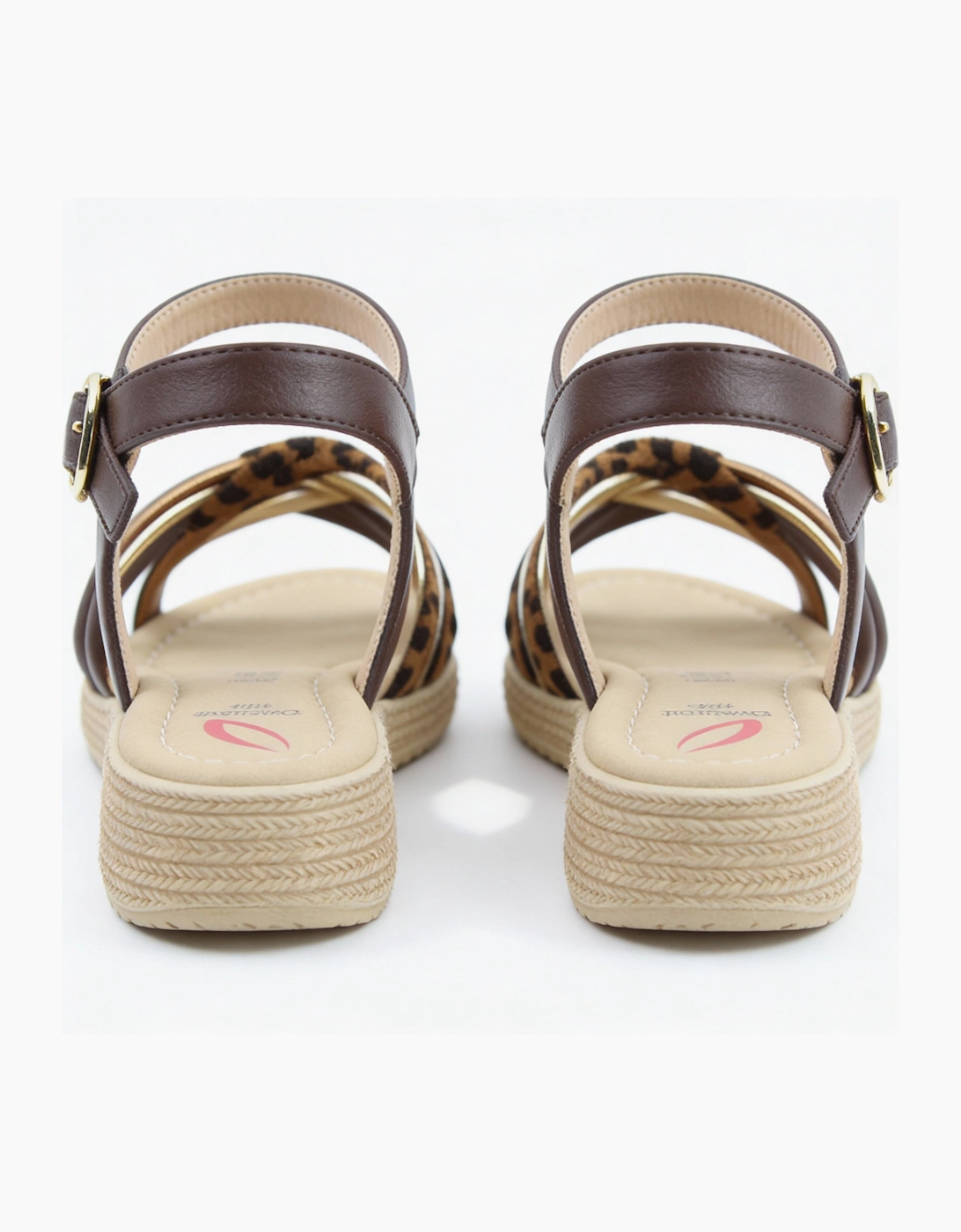 Heavenly Feet SYMPHONY Womens Ankle Strap Sandals Chocolate/Leopard