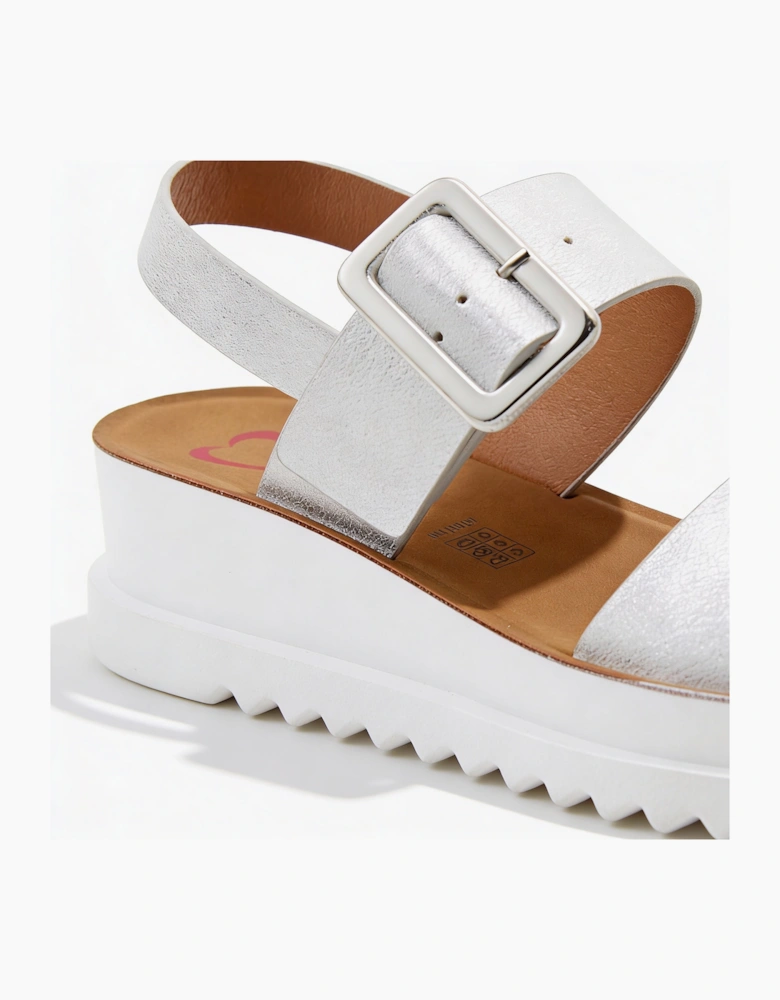 Heavenly Feet PISTACHIO Womens Ankle Strap Sandals Silver