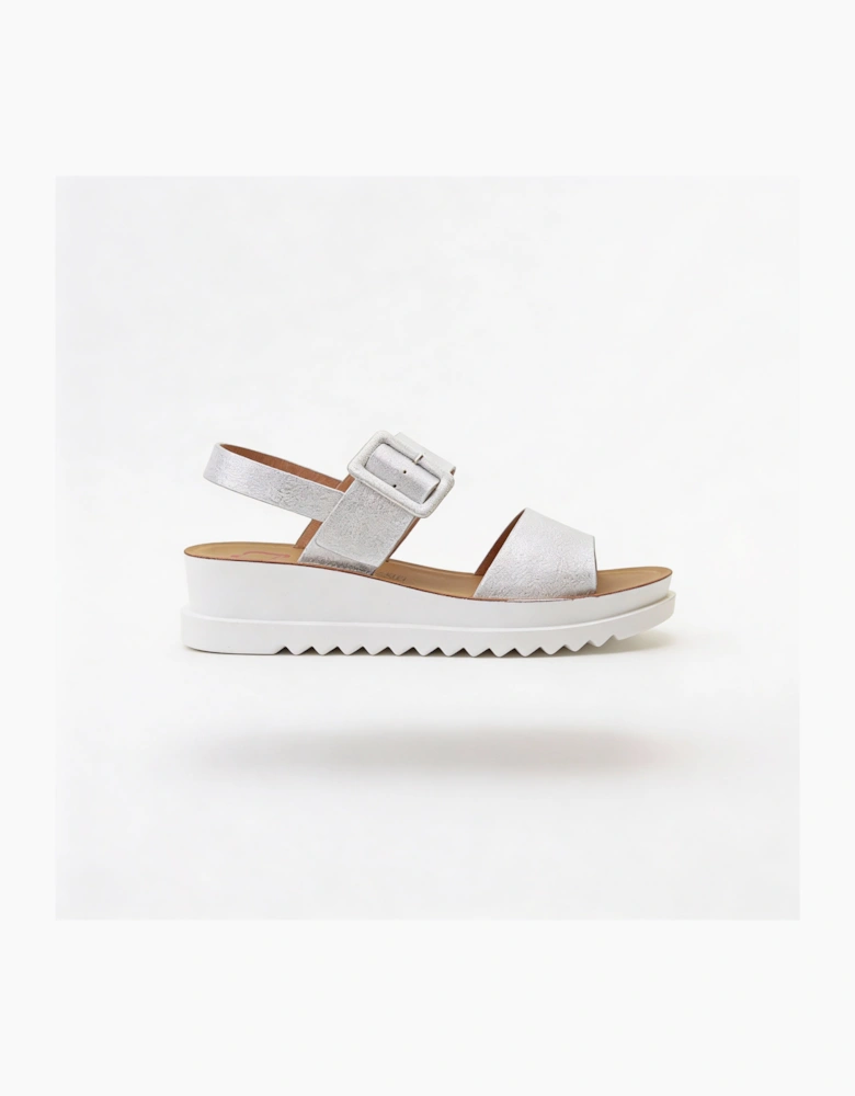 Heavenly Feet PISTACHIO Womens Ankle Strap Sandals Silver