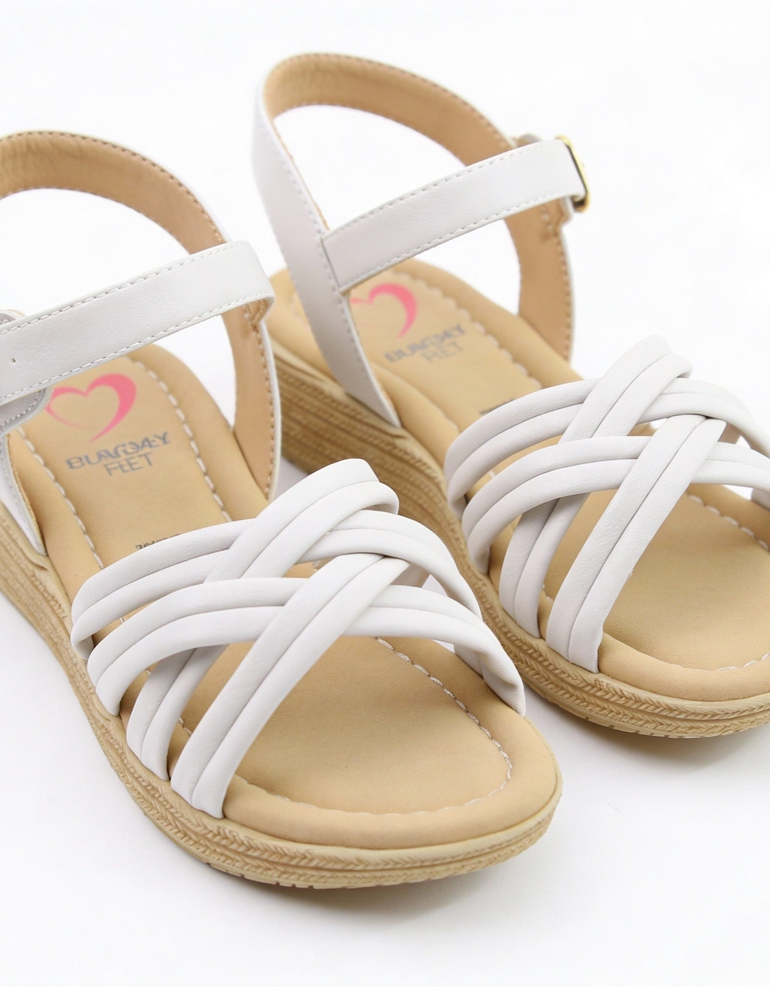 Heavenly Feet SYMPHONY Womens Ankle Strap Sandals Stone