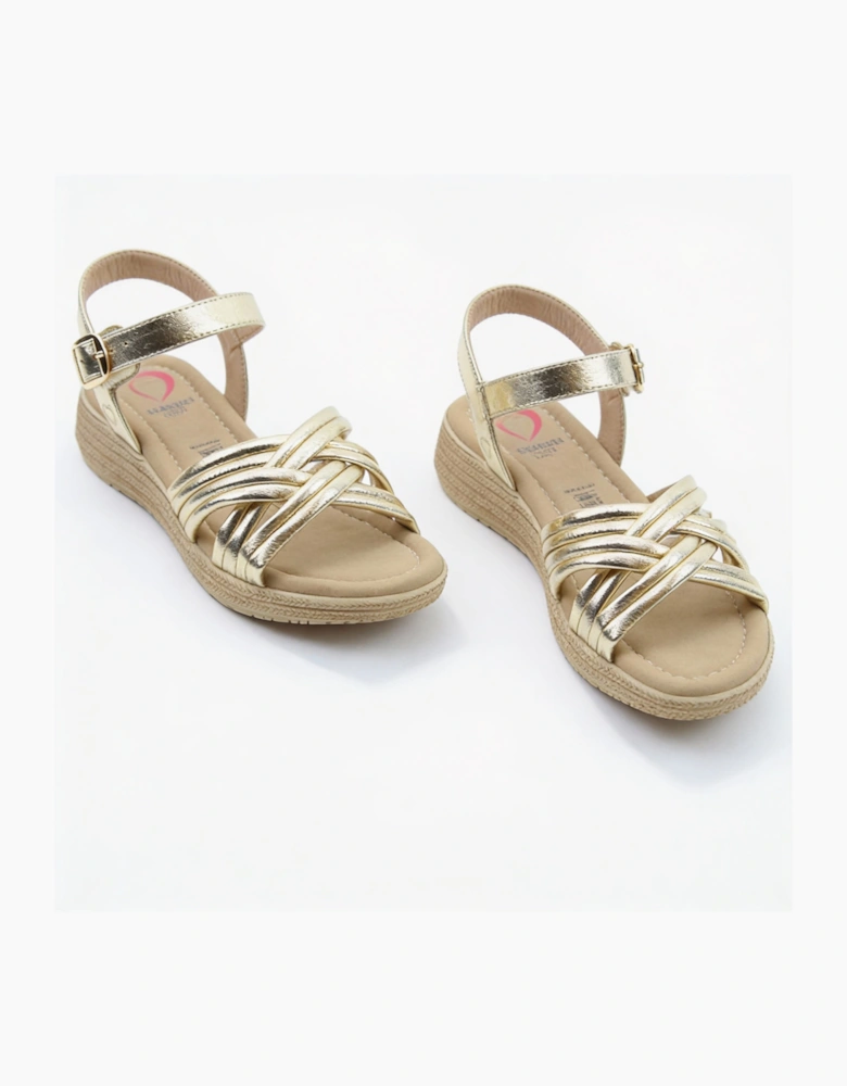 Heavenly Feet SYMPHONY Womens Ankle Strap Sandals Gold