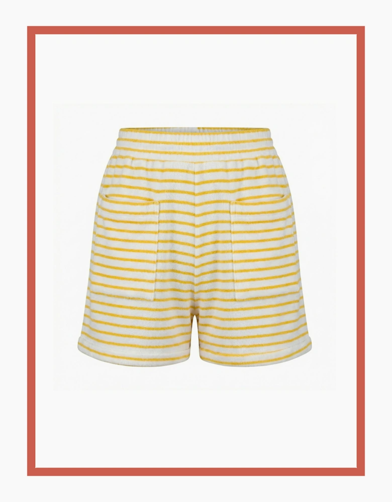 Talinn Towelling Cotton Striped Shorts - Yellow Mix