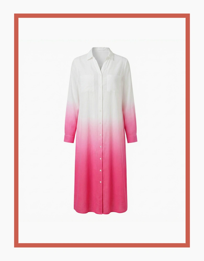 Kendall Cotton Dip Dye Shirt Dress - Pink