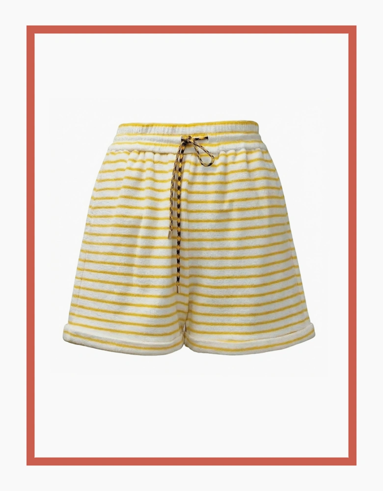Talinn Towelling Cotton Striped Shorts - Yellow Mix